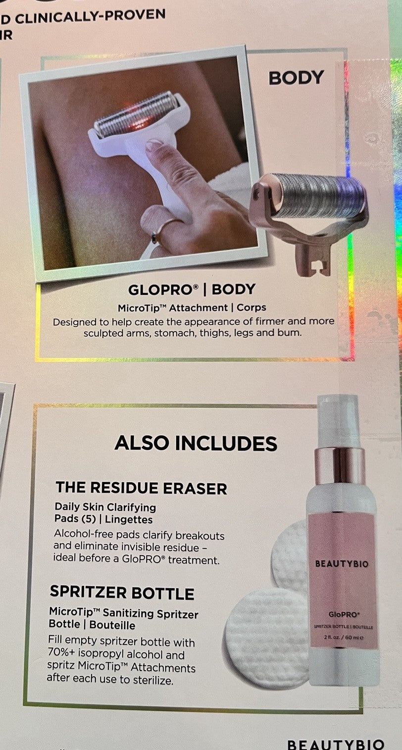 Beauty Bio GloPRO Microneedling Face Body Scalp 8 Pc Head to Toe Complete Set