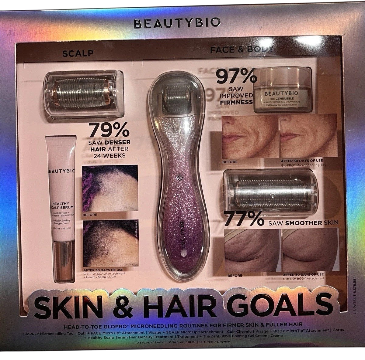 Beauty Bio GloPRO Microneedling Face Body Scalp 8 Pc Head to Toe Complete Set