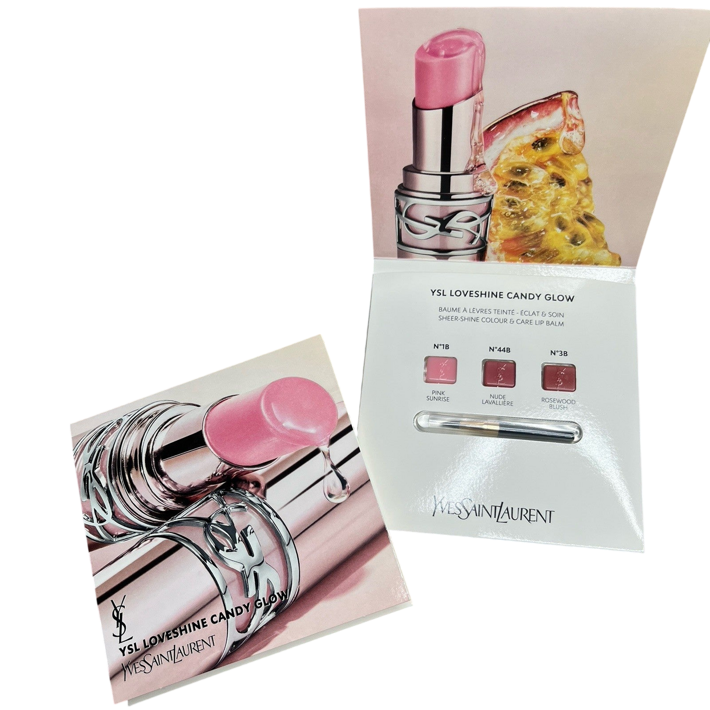 2 • Yves Saint Laurent YSL Loveshine Lipstick Candy Glow 3 Shade Carded Sample