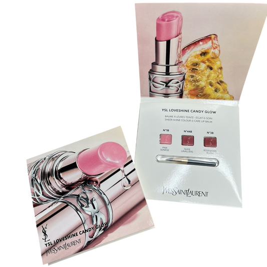2 • Yves Saint Laurent YSL Loveshine Lipstick Candy Glow 3 Shade Carded Sample
