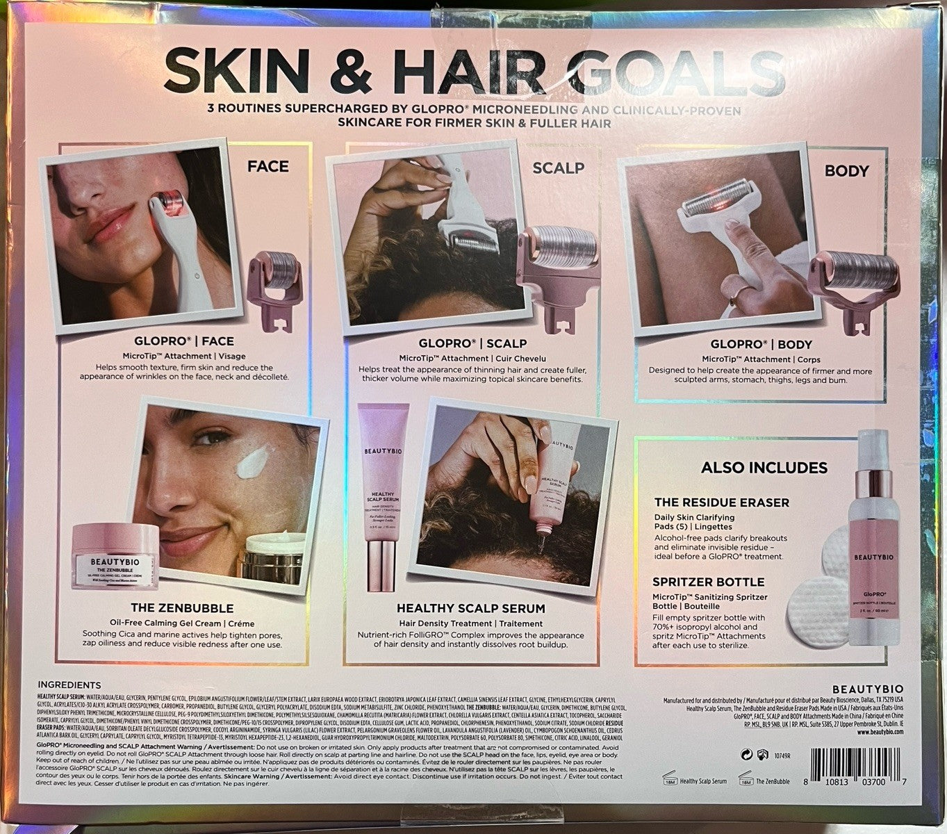 Beauty Bio GloPRO Microneedling Face Body Scalp 8 Pc Head to Toe Complete Set