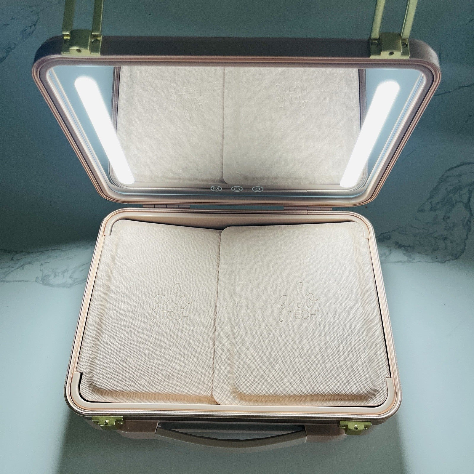 Glo Tech Beauty Travel Case LED Mirror Max Organization