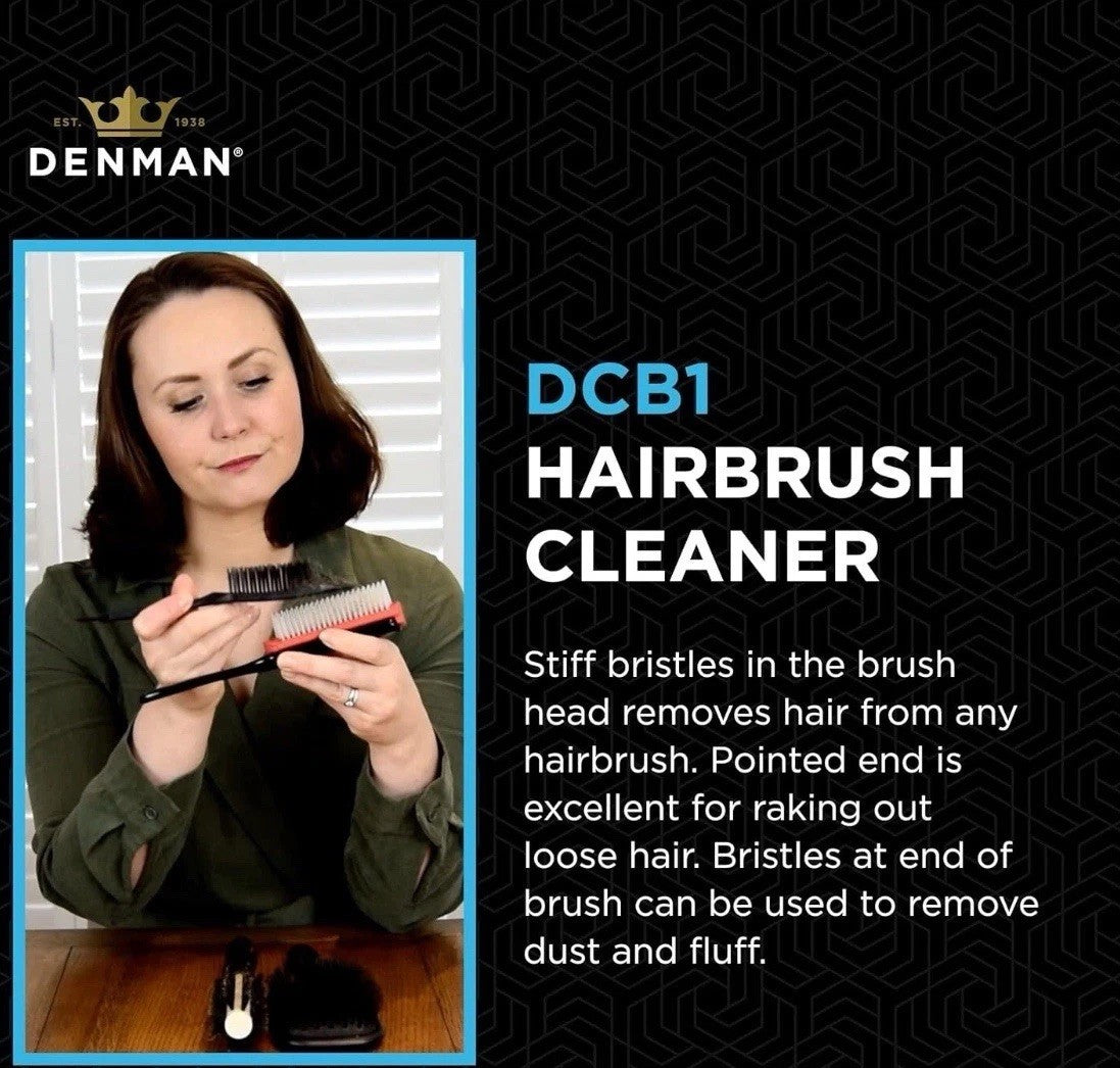 Denman Hairbrush Cleaning Tool 3 Way Brush Stiff Bristle Pointed Tip DCB1