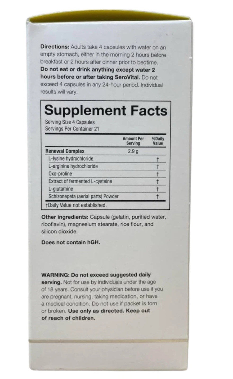 SeroVital Renewal Complex Supplements 12 Day Supply EXP: 01/2027