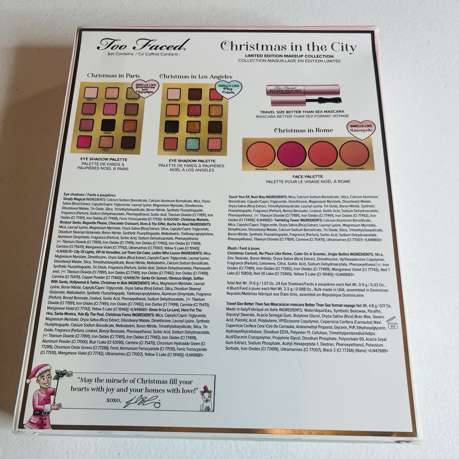 4pc Too Faced Eyeshadow Palette Mascara Limited Edition Christmas Discontinued