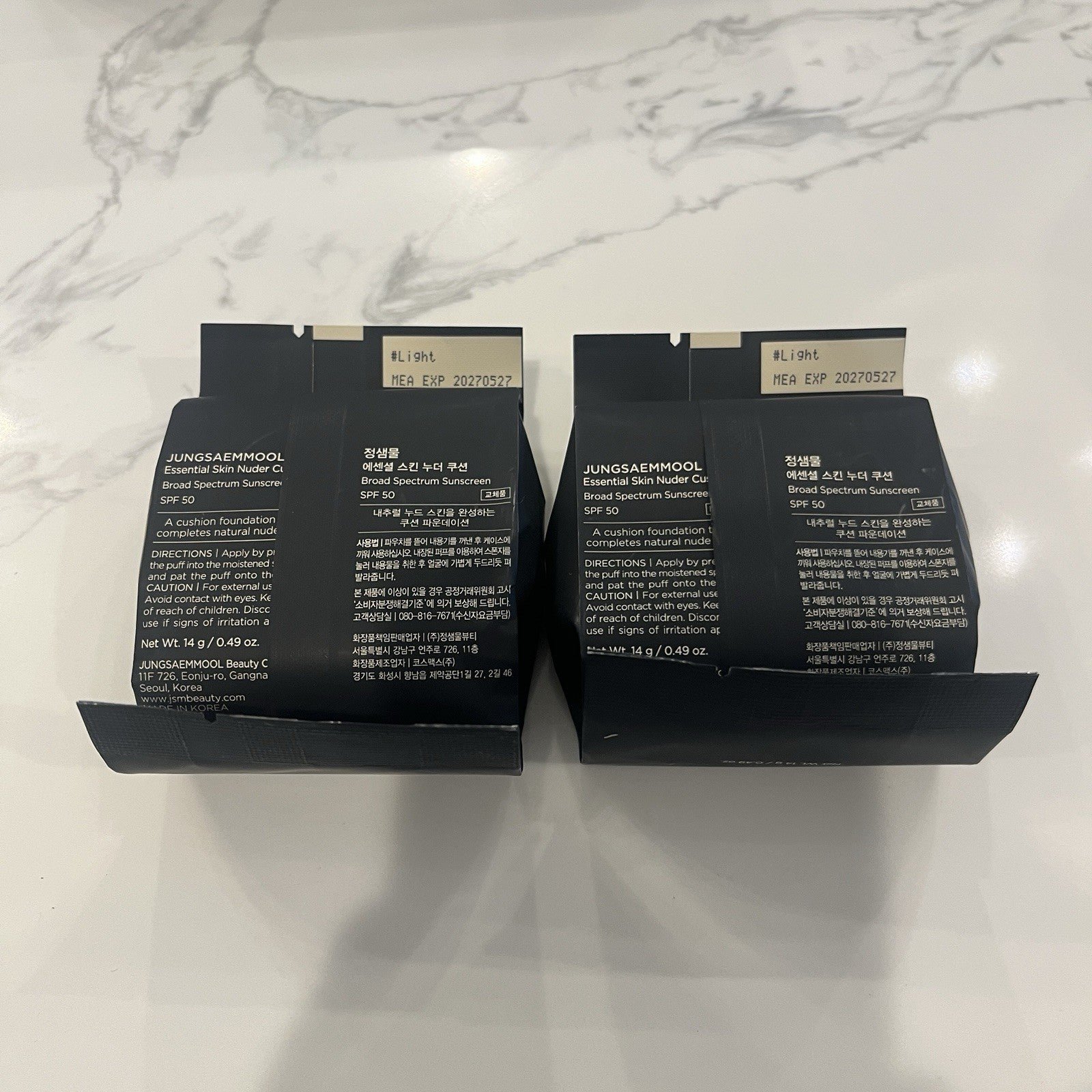 JUNG SAEM MOOL Essential Skin Nuder Cushion 19 LIGHT Refill SPF 50 2 Pack