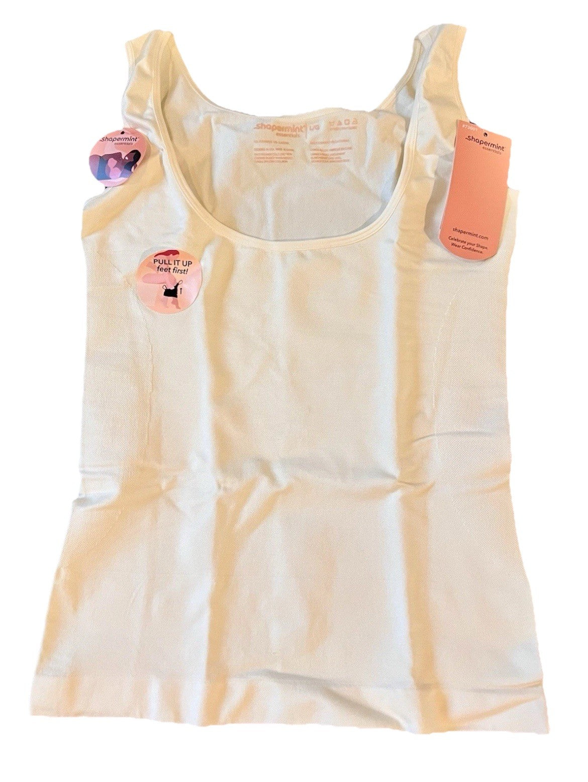 Shapermint Essentials Open Bust Shaper Cami Sz L Cream Compression Seamless NEW