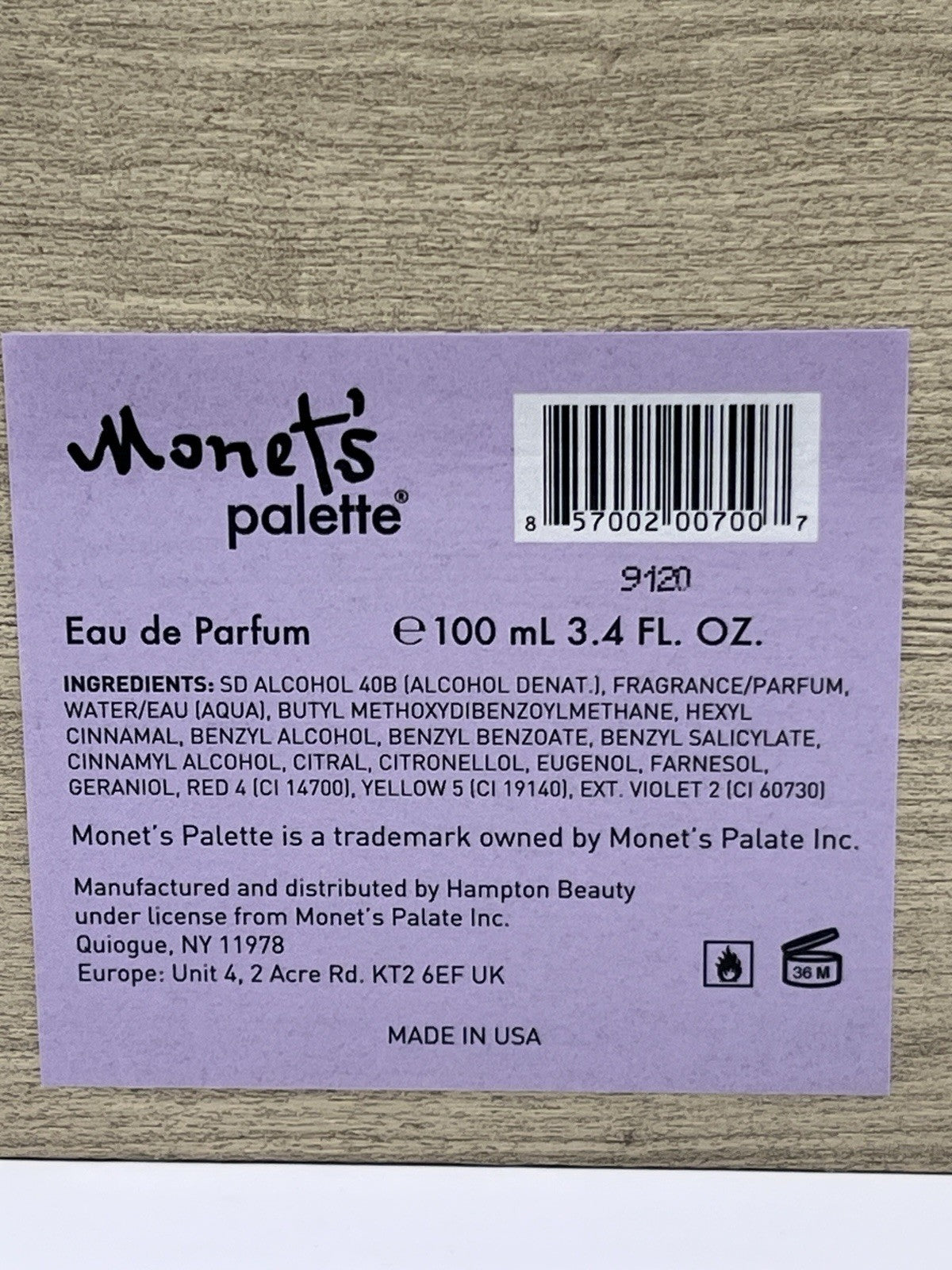 Monet Perfume Spray Limited Fragrance Monet's Palette 100ml 3.4oz NEW Complete