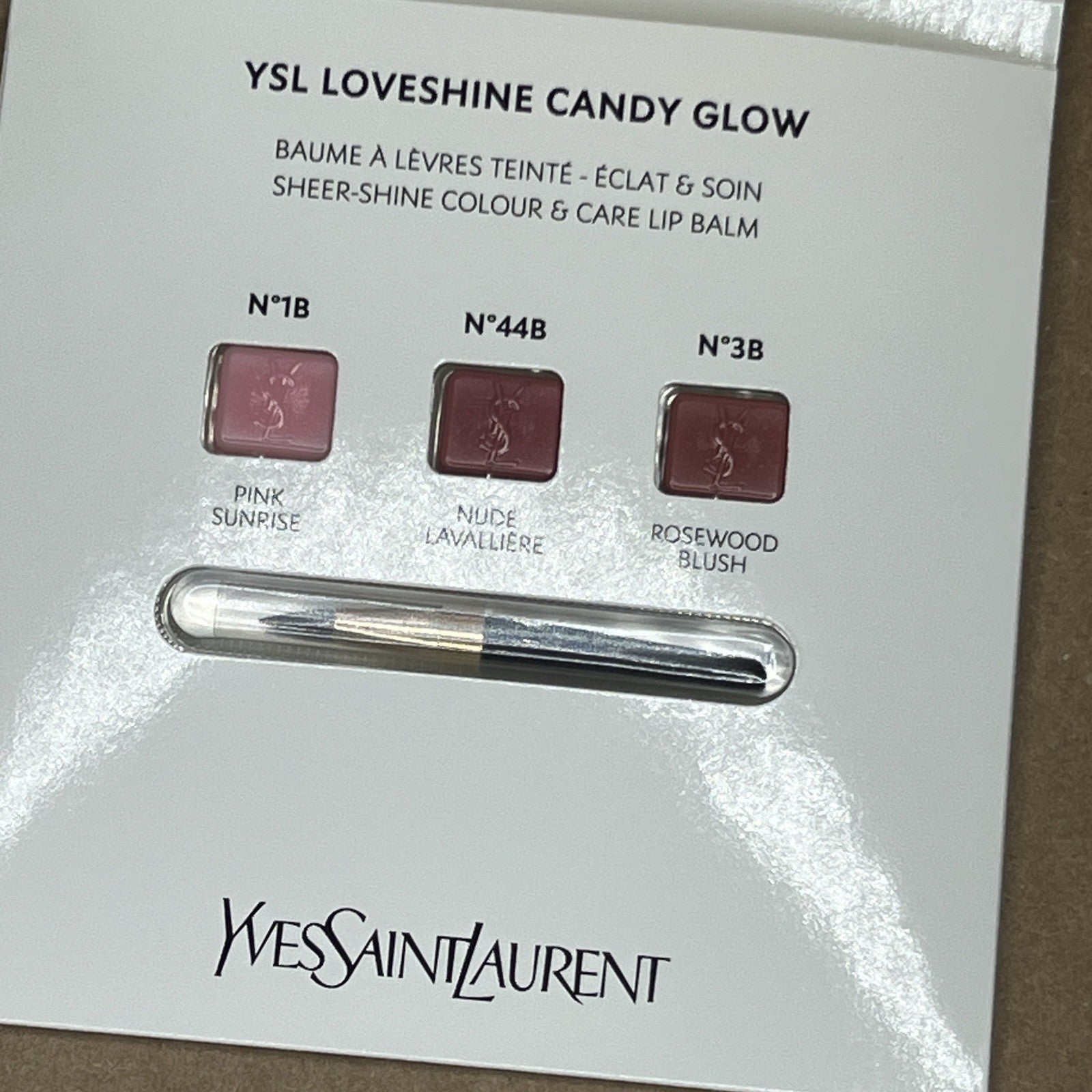 2 • Yves Saint Laurent YSL Loveshine Lipstick Candy Glow 3 Shade Carded Sample