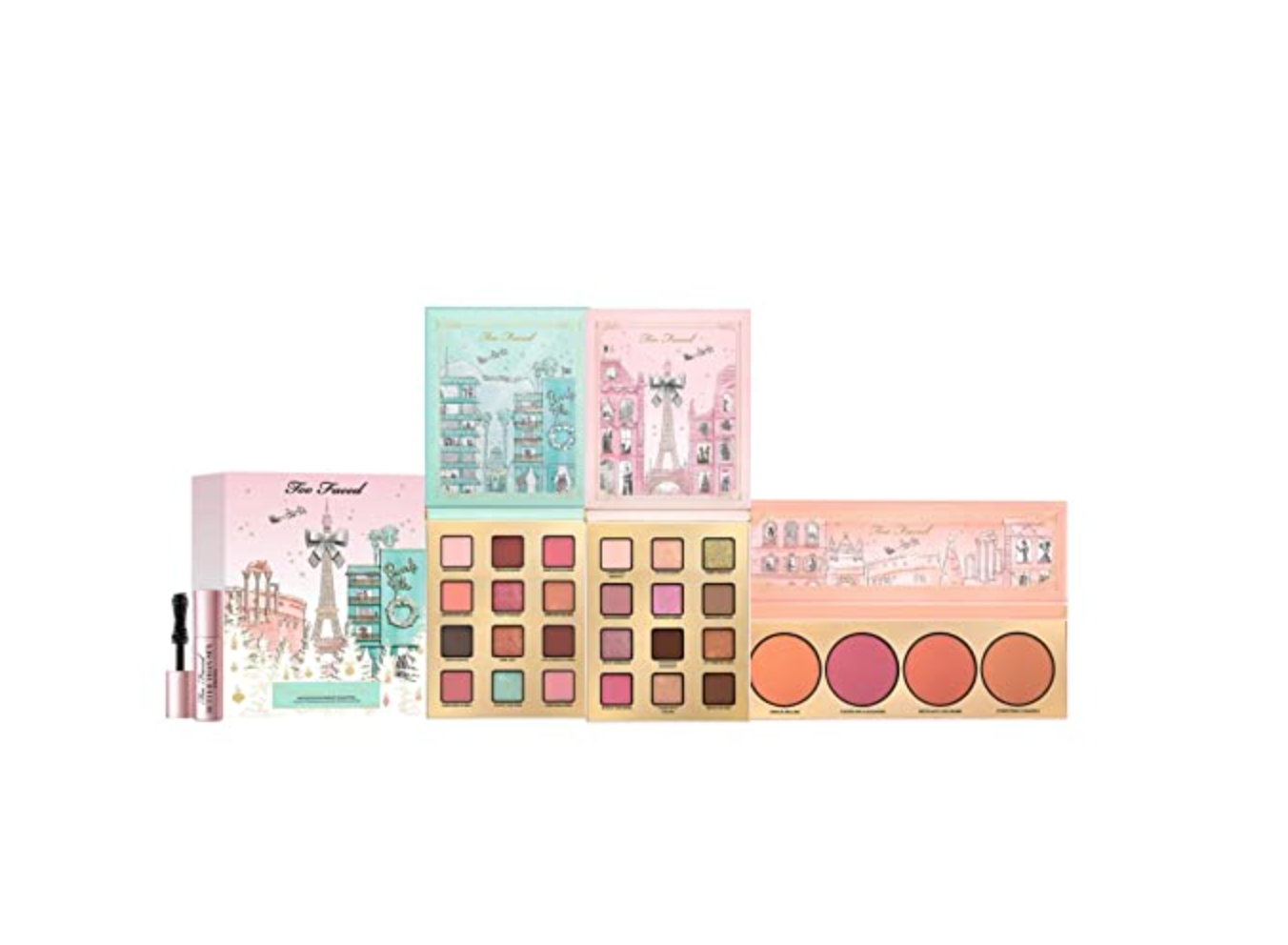 4pc Too Faced Eyeshadow Palette Mascara Limited Edition Christmas Discontinued