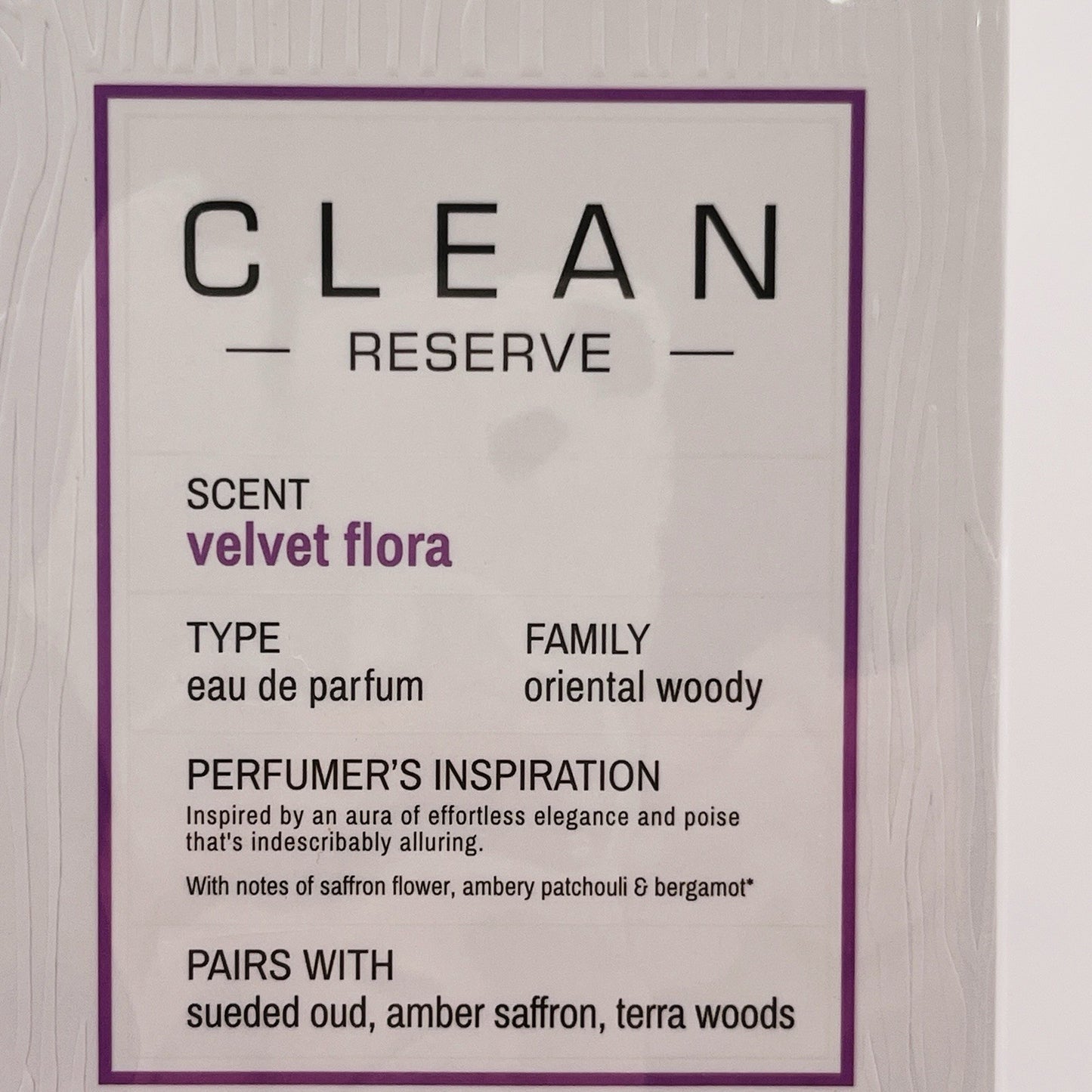 Clean Reserve Eau De Perfume VELVET FLORA 3.4oz 100ml Oud Amber Saffron NEW