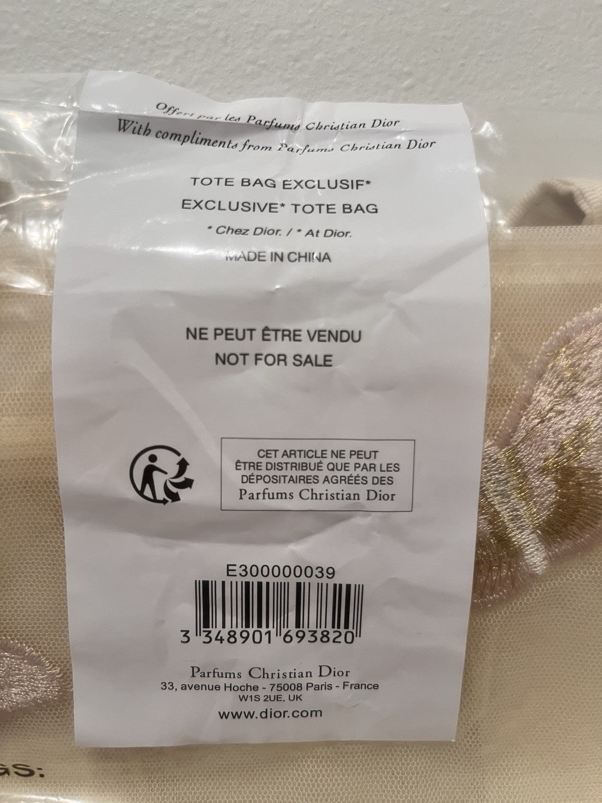 Christian Dior Beauty  Butterflies parfums Makeup VIP Gift Mesh Large Tote Bag