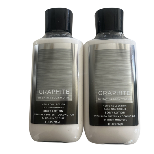 2x Bath and Body works GRAPHITE 24 HR Moisture Body Lotion Mens Collection 8 oz