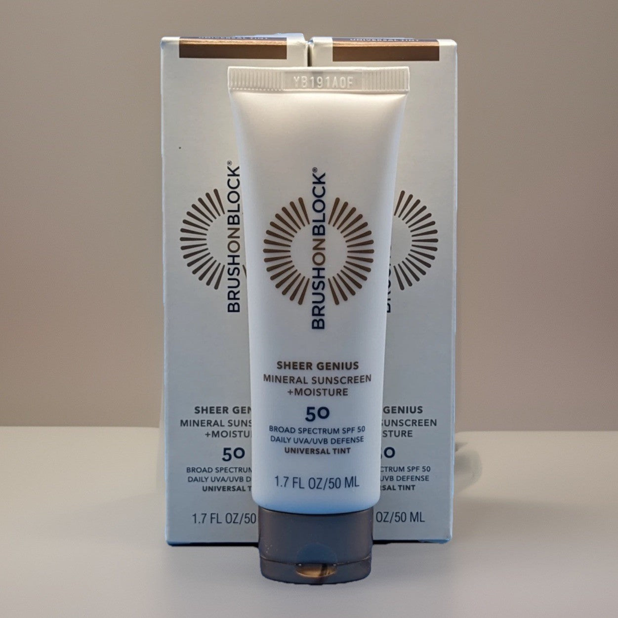 Brush On Block Sheer Genius Universal Tint SPF50 Mineral Sunscreen 2-Pack NEW
