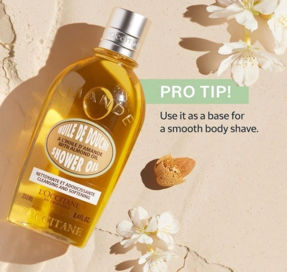 L'Occitane Almond Shower Oil 250ml 8.4oz New