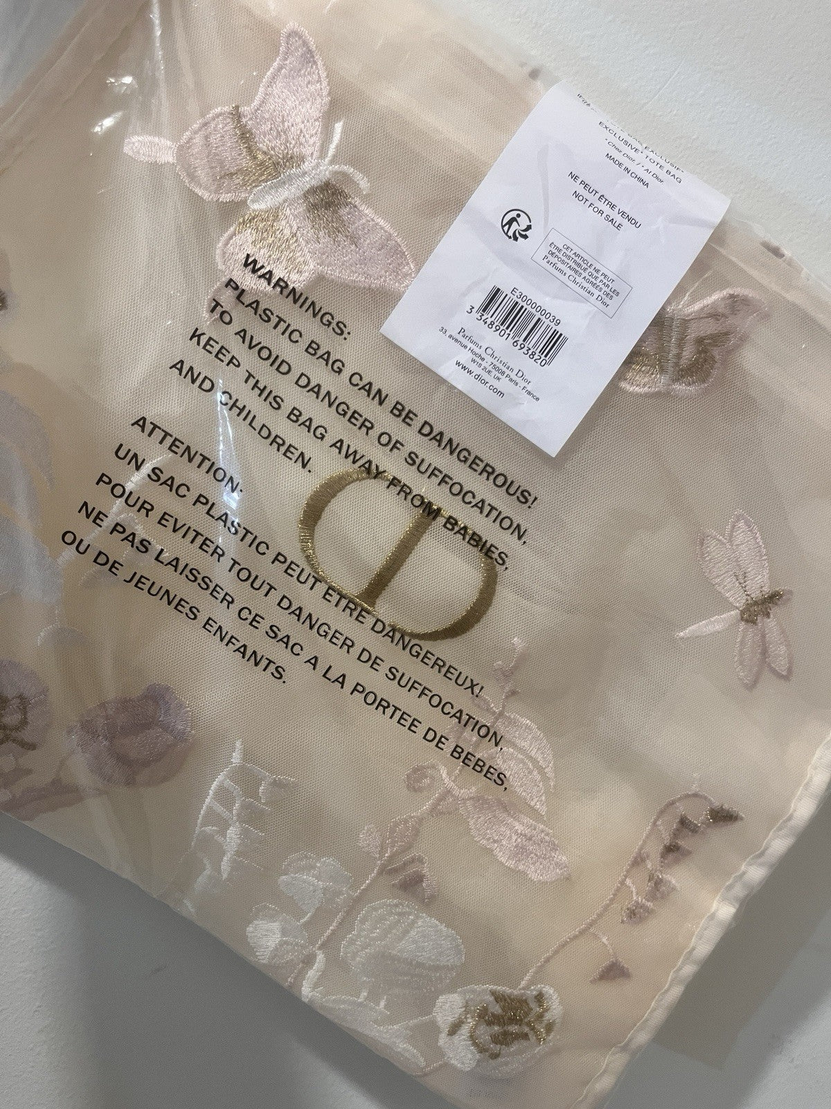 Christian Dior Beauty  Butterflies parfums Makeup VIP Gift Mesh Large Tote Bag