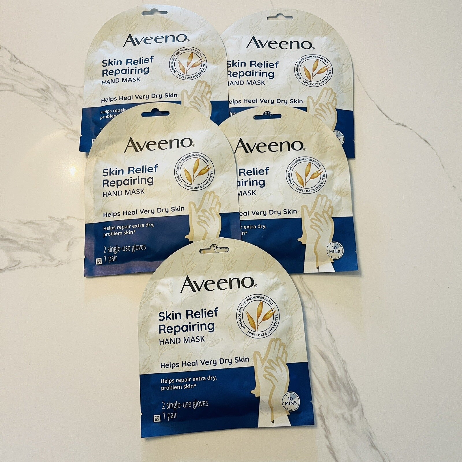 Lot of 10 AVEENO Skin Relief Hand Mask Gloves Hydrate Repair Oat Shea Extra Dry