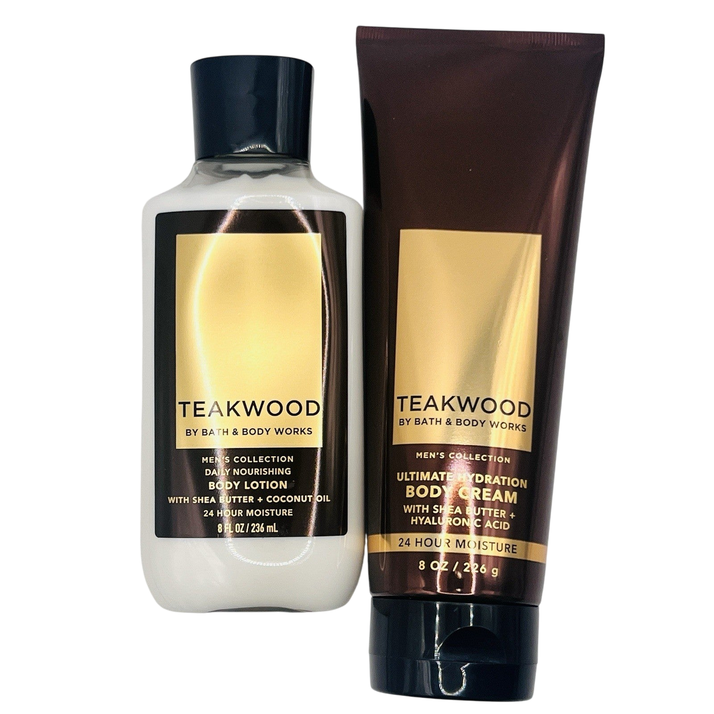 Bath & Body Works TEAKWOOD Duo Body Lotion 8oz Body Cream 8oz RARE Discontinued