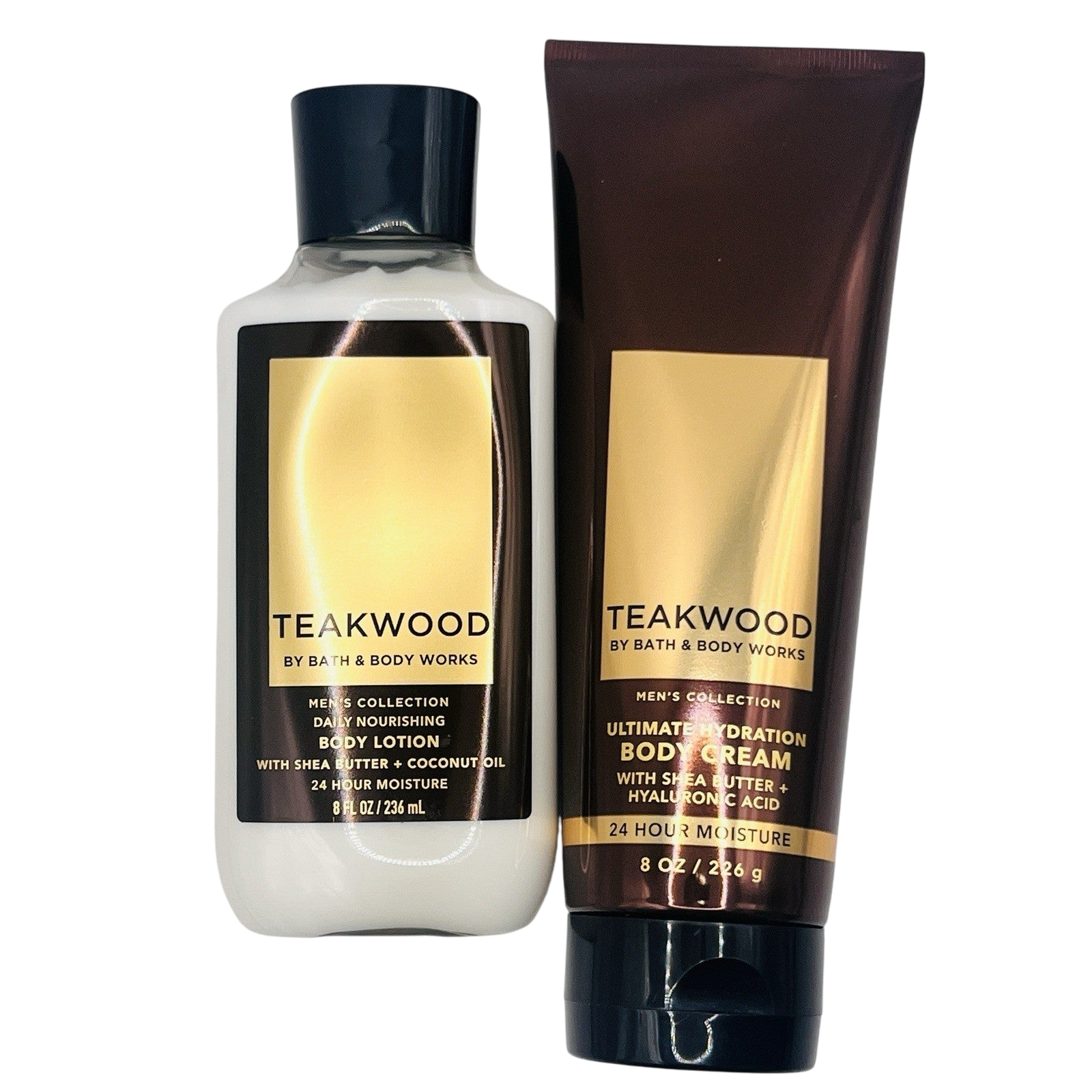 Bath & Body Works TEAKWOOD Duo Body Lotion 8oz Body Cream 8oz RARE Discontinued