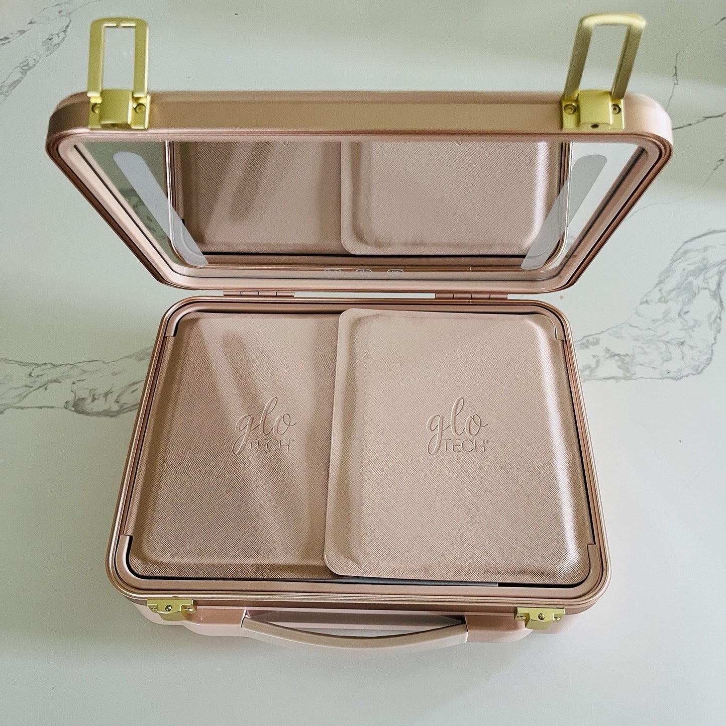 Glo Tech Beauty Travel Case LED Mirror Max Organization