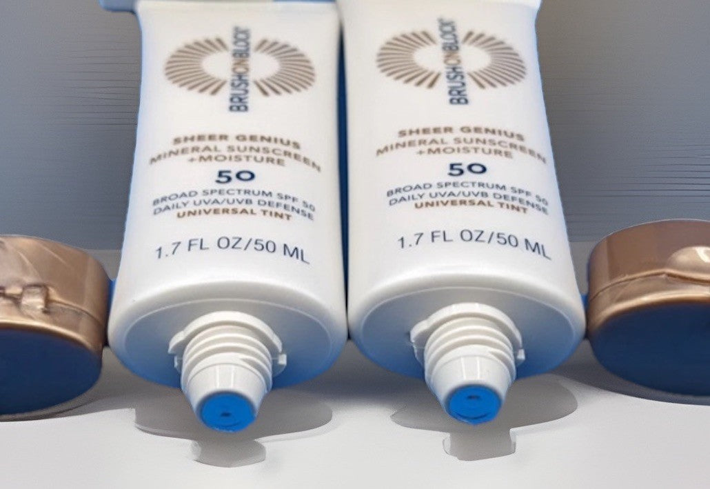 Brush On Block Sheer Genius Universal Tint SPF50 Mineral Sunscreen 2-Pack NEW