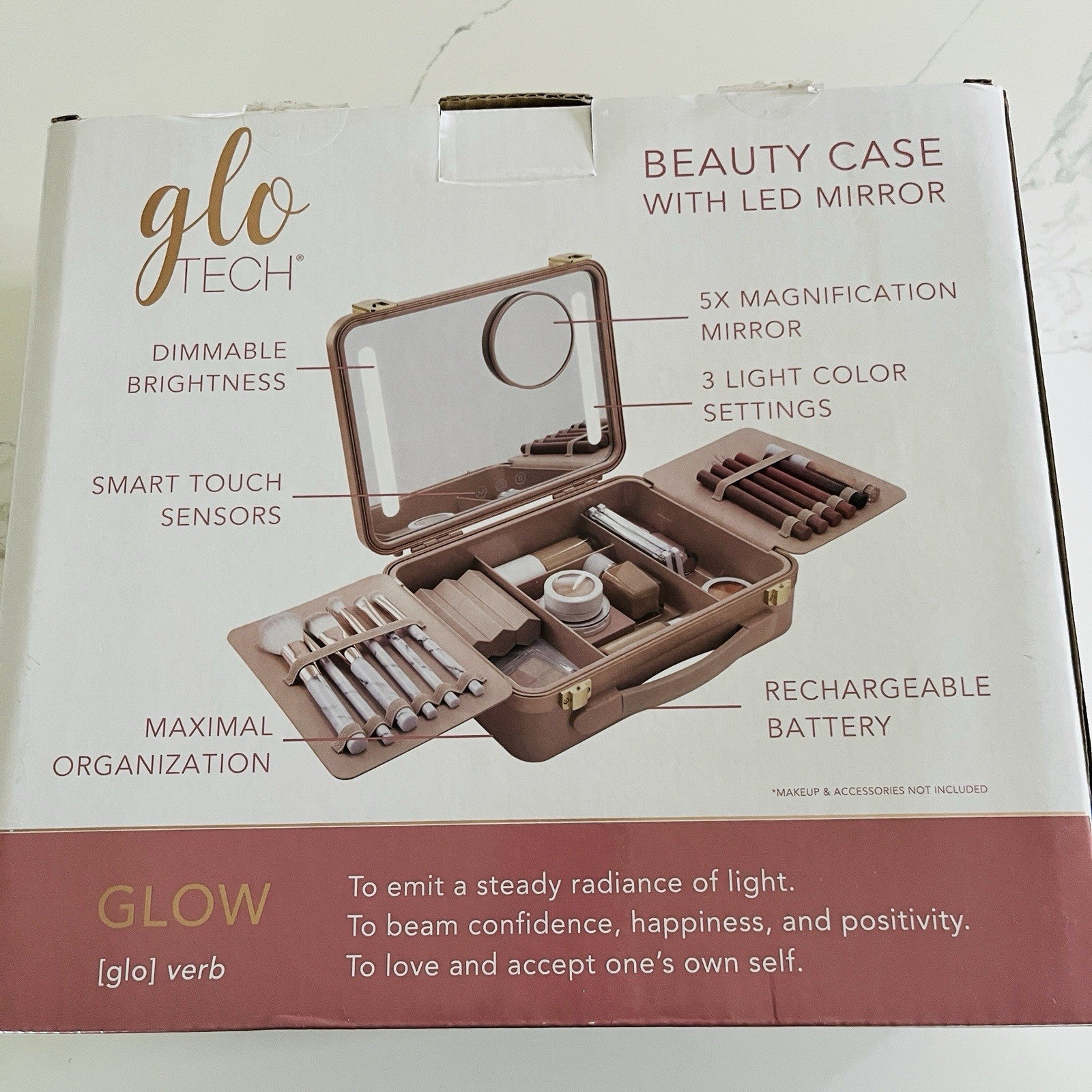 Glo Tech Beauty Travel Case LED Mirror Max Organization