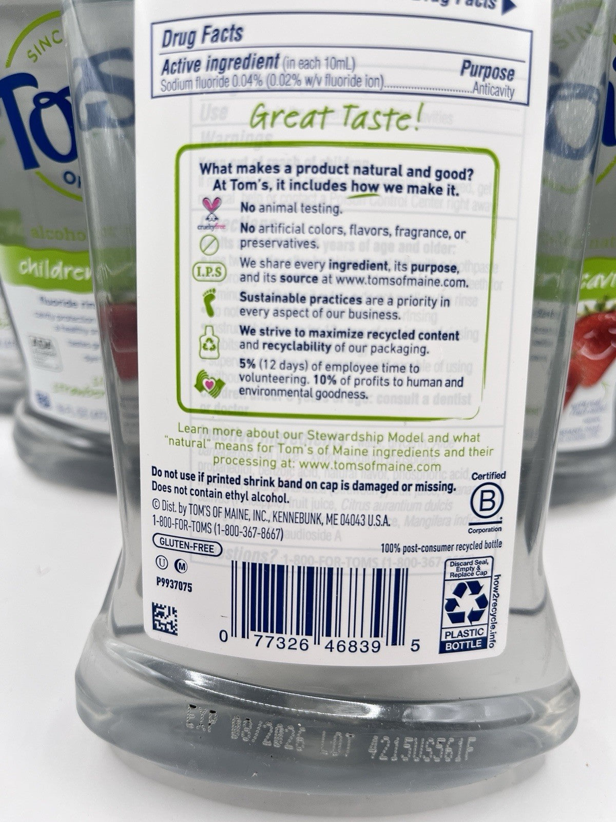 6 Toms of Maine Silly Strawberry Child Fluoride Rinse 16oz Mouthwash No Alcohol