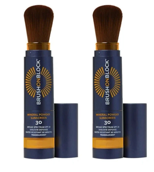 Brush On Block Mineral SPF 30 Sunscreen Powder 0.12oz Translucent Duo Pack NEW