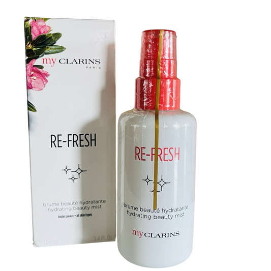 Clarins Hydrating Facial Spray Tonic Re Fresh Mist 100mL NEW Glass Bottle