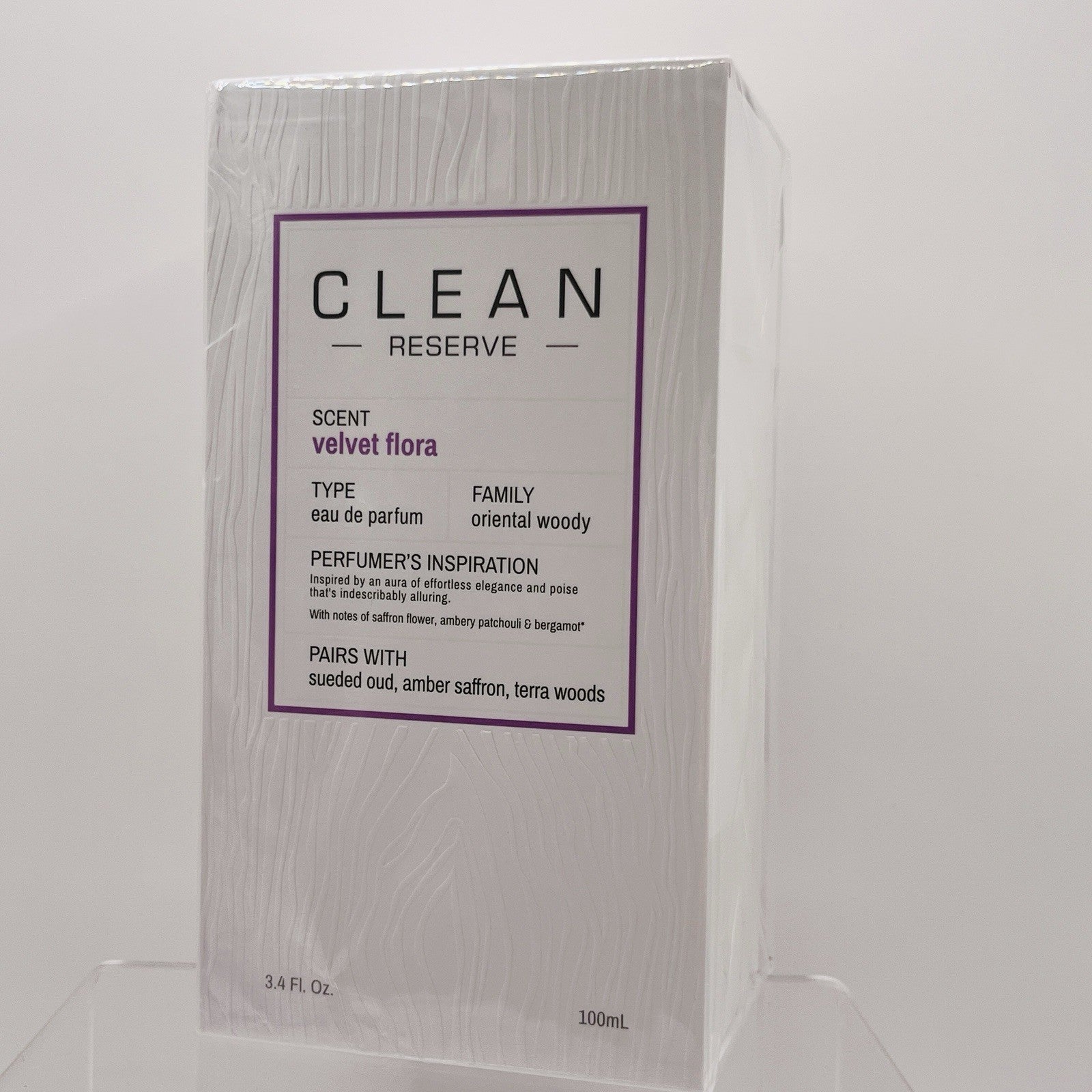 Clean Reserve Eau De Perfume VELVET FLORA 3.4oz 100ml Oud Amber Saffron NEW