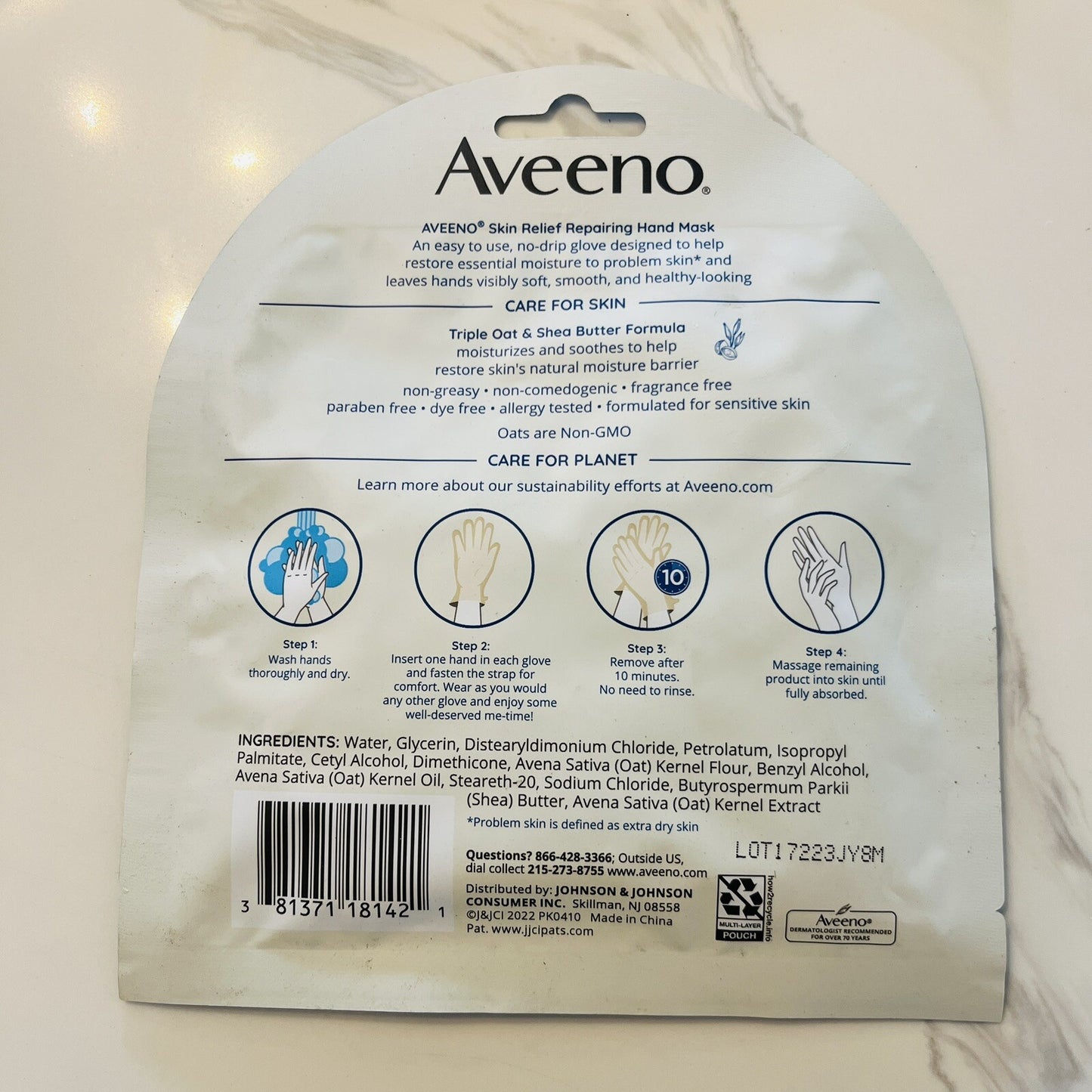 Lot of 10 AVEENO Skin Relief Hand Mask Gloves Hydrate Repair Oat Shea Extra Dry
