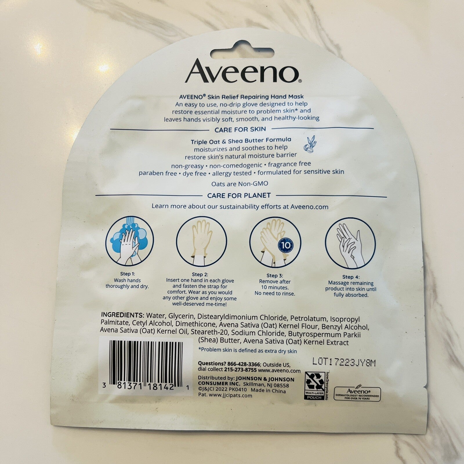 Lot of 10 AVEENO Skin Relief Hand Mask Gloves Hydrate Repair Oat Shea Extra Dry